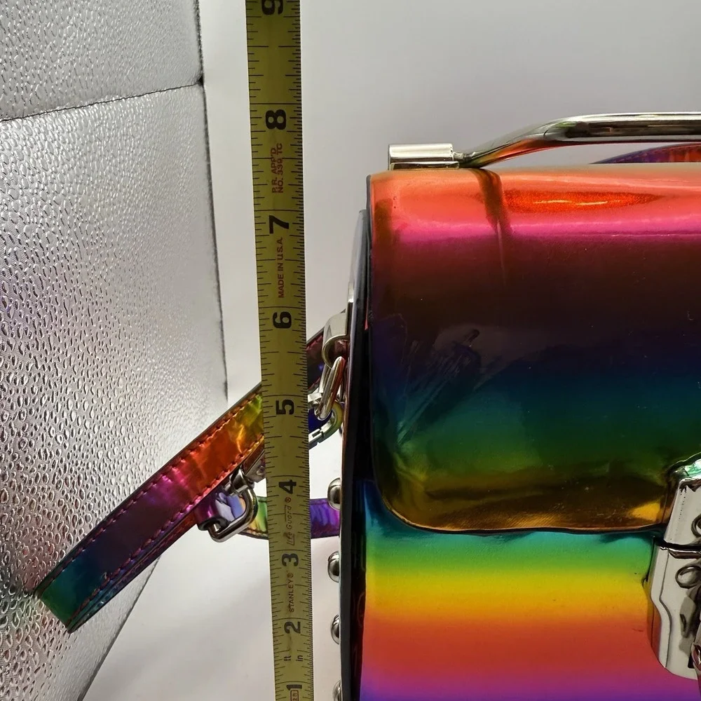 Current Mood 90's Rainbow Buckle‎ Hard Case Purse Dolls Kill Silver Studs